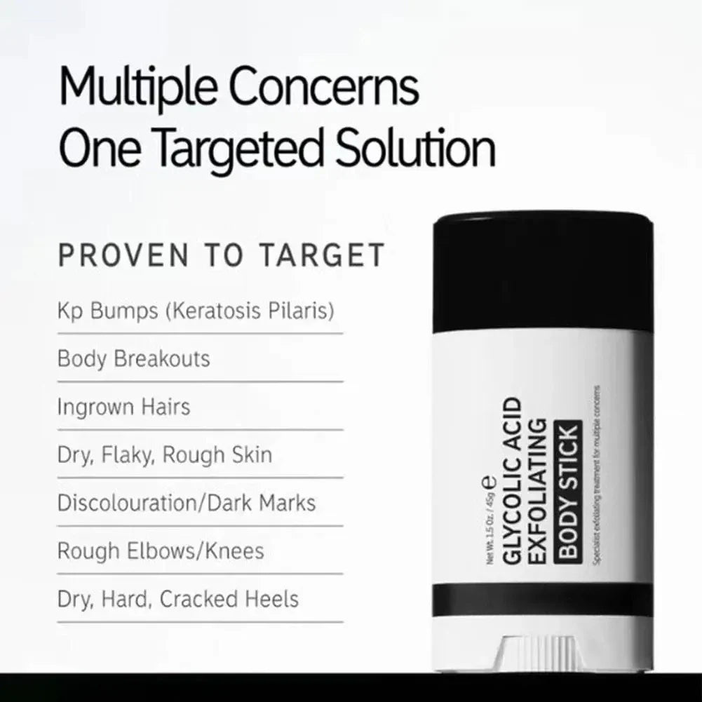 DailyBlend Glycolic Acid Body Stick uncapped, showing the solid glycolic acid formula