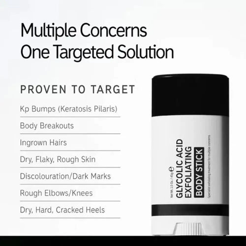 DailyBlend Glycolic Acid Body Stick uncapped, showing the solid glycolic acid formula